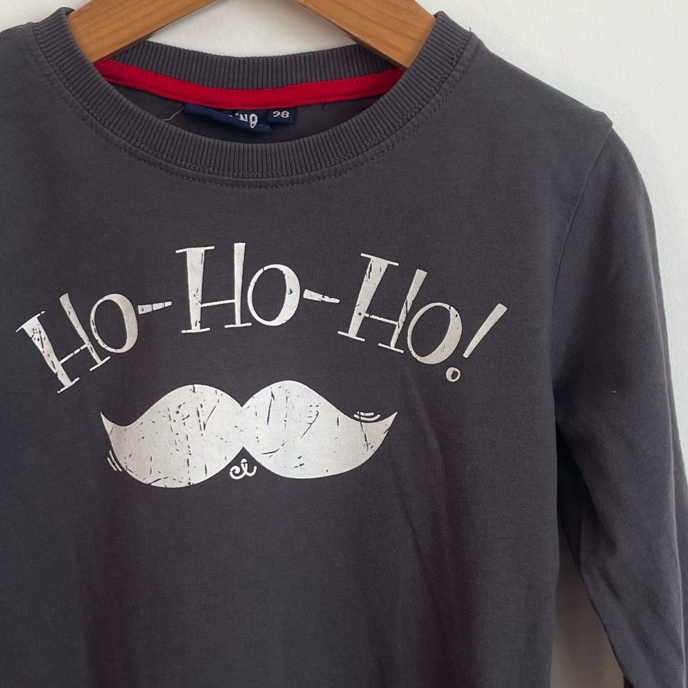 NEW Ho-Ho-Ho Funny Holiday Shirt, Santa's Moustache, Crackle Text, Futurino